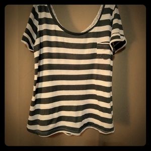 Copper Key Striped Tee with Lace Back
